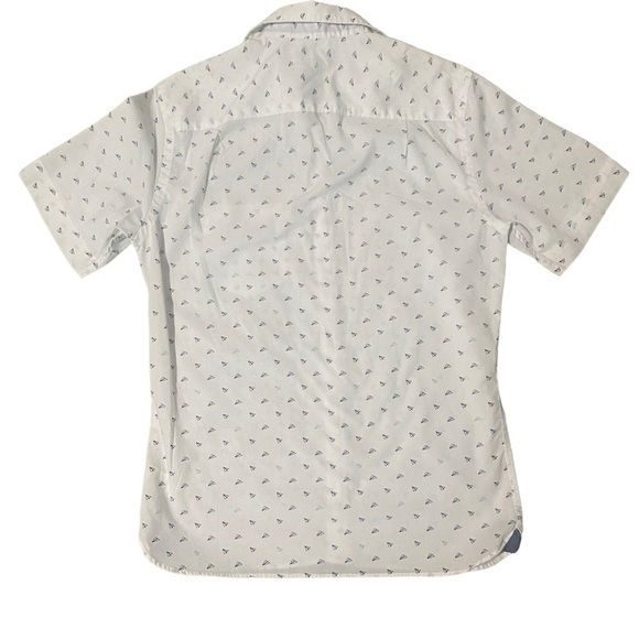 Can Huesen White and Blue Cotton and Polyester Short Sleeve Shirt-size S/P - Picture 3 of 4
